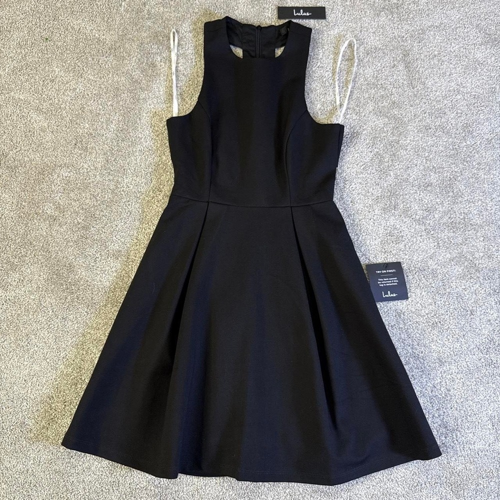 NWT Lulus Cutout and About Black Skater Dress Women's XS Mini Dress